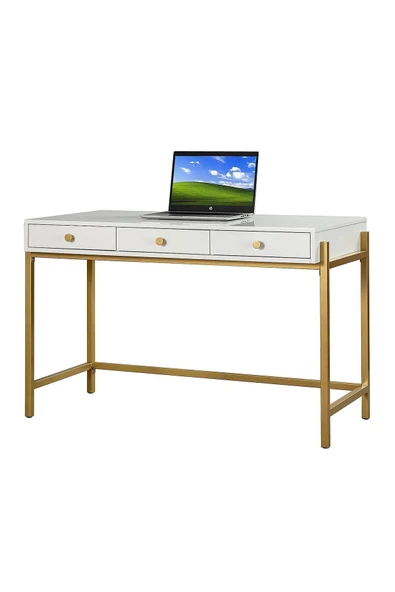 Hitit Dekorasyon Matilda Gold Metal Beyaz Çalışma Masası ürün görseli
