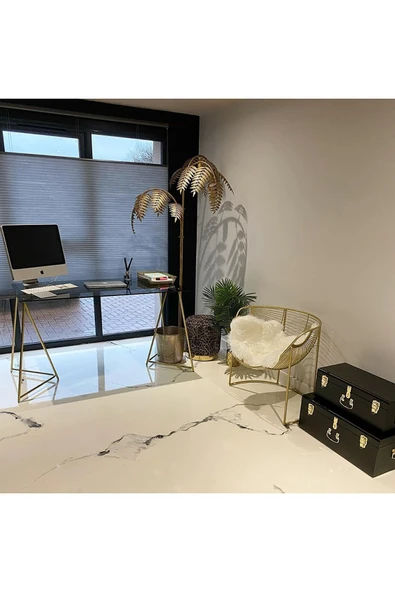 Hitit Dekorasyon Drec Gold Metal Cam Çalışma Masası - 2