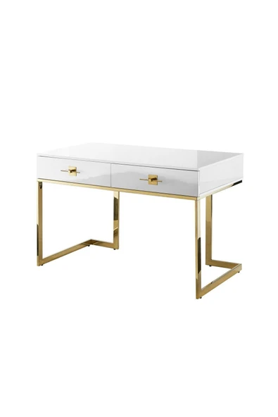 Hitit Dekorasyon Rihanna Gold Metal Beyaz Çalışma Masası - 2
