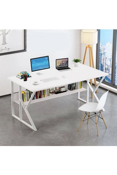 Hitit Dekorasyon Hope Beyaz Metal Çalışma Masası - Resim 2