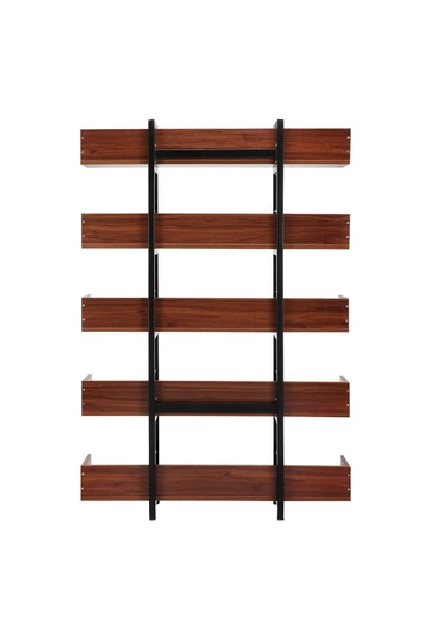 Hitit Dekorasyon Karl Siyah Metal Ahşap Kitaplık - 4