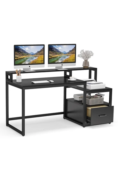 Hitit Dekorasyon Jill Siyah Metal Çalışma Masası ürün görseli