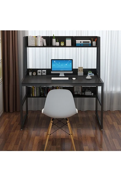 Hitit Dekorasyon Luna Siyah Metal Çalışma Masası - 4