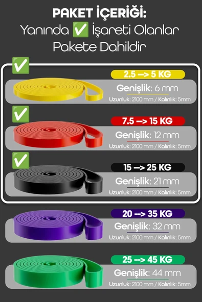 8li GİGA SET 5+15+25 KG + 5Li Pilates Direnç Bandı Barfiks Lastiği Loop Band Mavi Ton - Resim 5