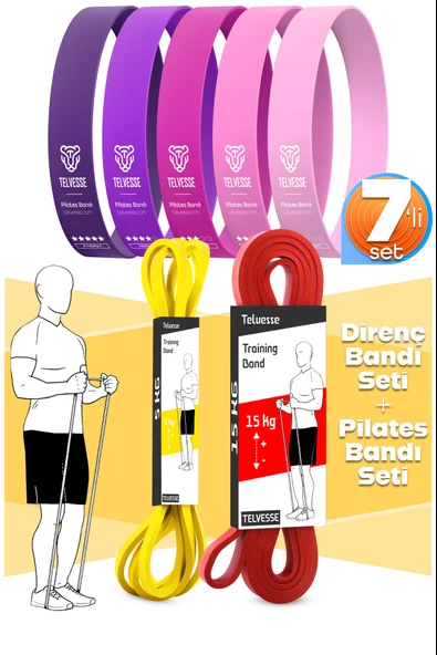 7li MEGA SET 5+15 KG + 5Li Pilates Direnç Bandı Barfiks Lastiği Loop Band Pembe Ton ürün görseli 1