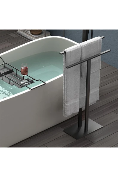 Hitit Dekorasyon Gemma Siyah Metal Ayaklı Havluluk - 2