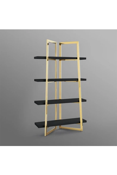 Hitit Dekorasyon Nysa Gold Metal Siyah Kitaplık & Raf - 3
