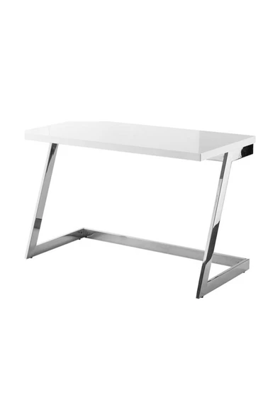 Hitit Dekorasyon Nysa Paslanmaz Metal Beyaz Çalışma Masası - 2