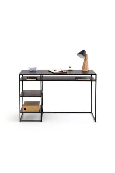 Hitit Dekorasyon Milai Siyah Metal Çalışma Masası - Resim 2