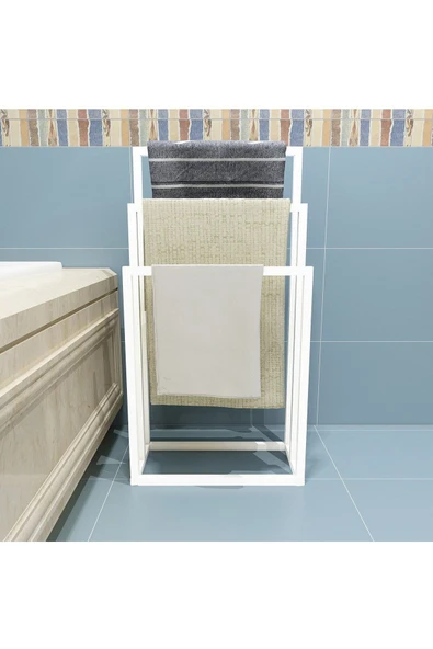 Hitit Dekorasyon Lacerda Beyaz Metal Ayaklı Havluluk - 2