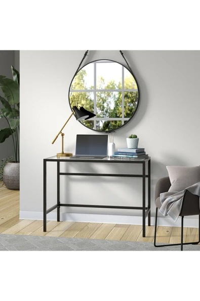 Hitit Dekorasyon Ella Siyah Metal Cam Çalışma Masası - 3