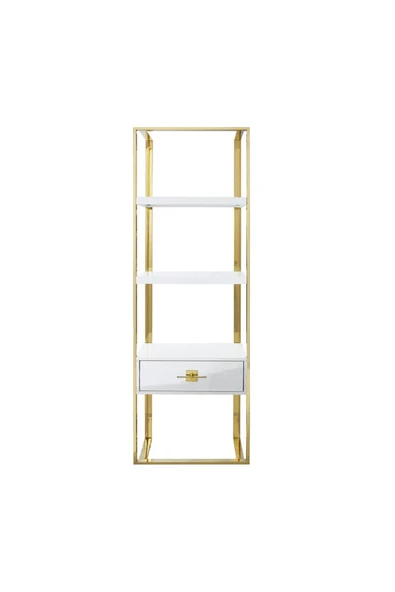 Hitit Dekorasyon Rihanna Gold Metal Beyaz Kitaplık & Raf