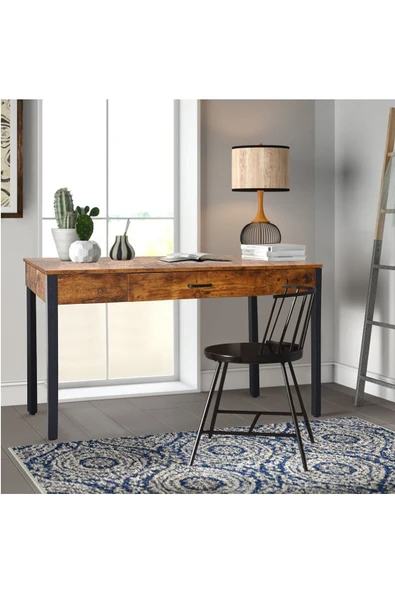 Hitit Dekorasyon Celine Siyah Metal Kahve Çalışma Masası - 2