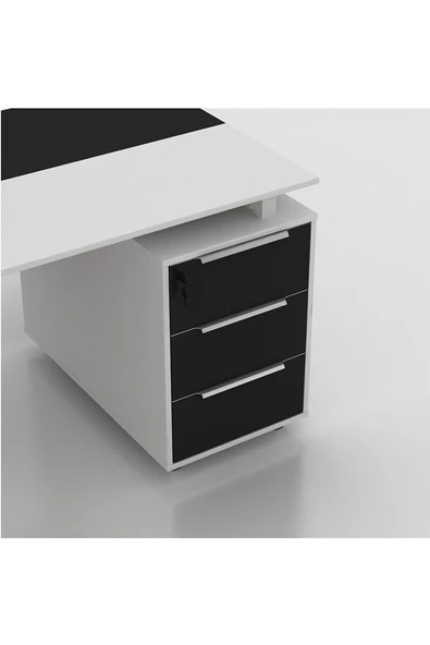 Hitit Dekorasyon Dila Siyah&beyaz Metal Çalışma Masası - 3