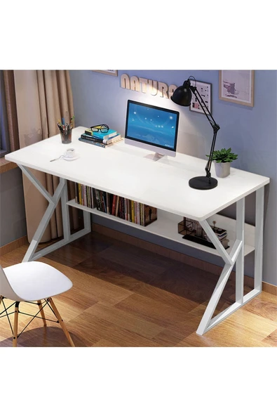 Hitit Dekorasyon Hope Beyaz Metal Çalışma Masası - Resim 3
