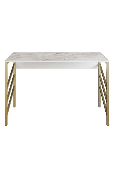 Hitit Dekorasyon Zahra Gold Metal Beyaz Çalışma Masası