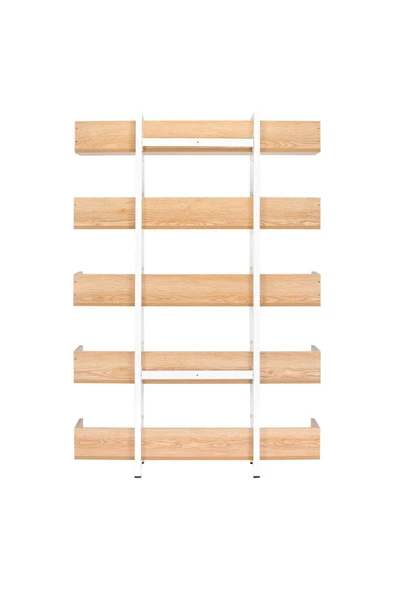 Hitit Dekorasyon Karl Beyaz Metal Ahşap Kitaplık - 4