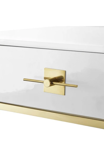Hitit Dekorasyon Rihanna Gold Metal Beyaz Çalışma Masası - 5