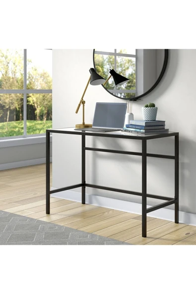 Hitit Dekorasyon Ella Siyah Metal Cam Çalışma Masası - 2