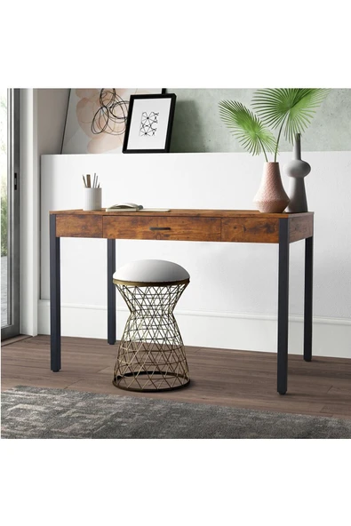 Hitit Dekorasyon Celine Siyah Metal Kahve Çalışma Masası - 4