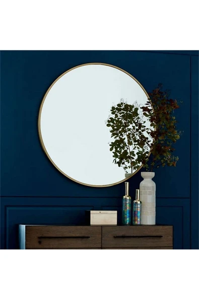 Hitit Dekorasyon Helya Pirinç Eskitme Yuvarlak Ayna - 4
