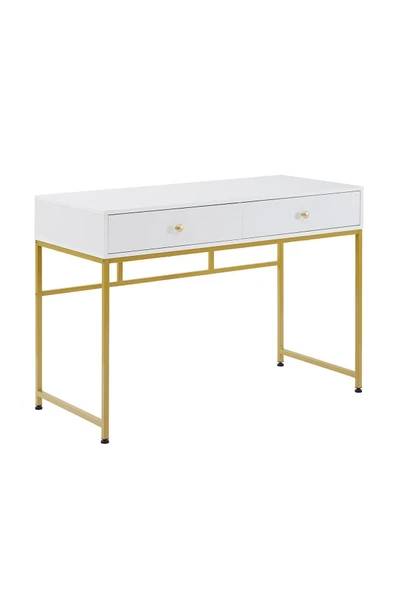 Hitit Dekorasyon Serenity Beyaz Gold Metal Çalışma Masası