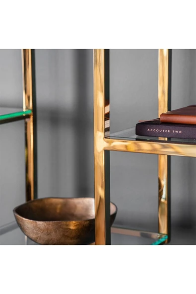 Hitit Dekorasyon Candie Gold Metal Kitaplık - 2