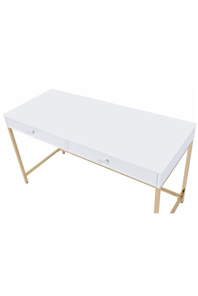 Hitit Dekorasyon Adriana Gold Metal Beyaz Çalışma Masası - 5