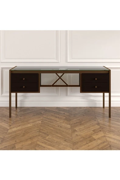 Hitit Dekorasyon Megan Gold Metal Venge Çalışma Masası - 4