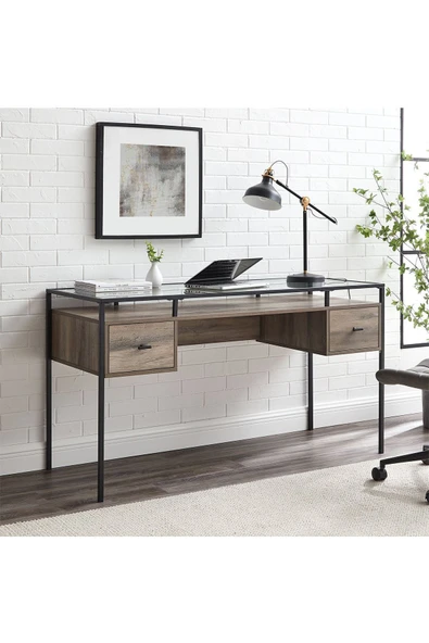 Hitit Dekorasyon Gianna Siyah Metal Çalışma Masası - 6