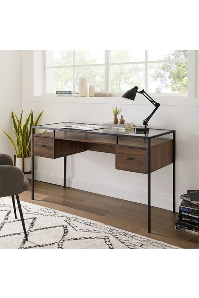 Hitit Dekorasyon Gianna Siyah Metal Çalışma Masası - 5