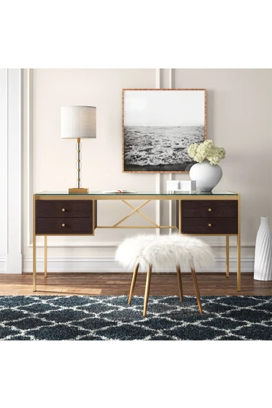 Hitit Dekorasyon Megan Gold Metal Venge Çalışma Masası - 3