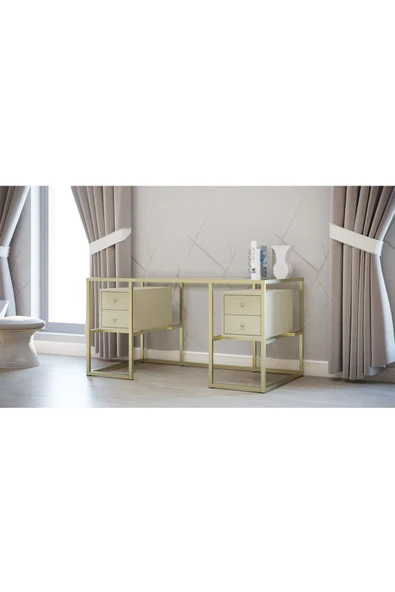 Hitit Dekorasyon Trinity Metal & Ahşap & Cam Çalışma Masası - 3