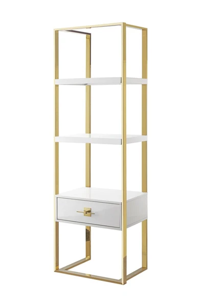 Hitit Dekorasyon Rihanna Gold Metal Beyaz Kitaplık & Raf - 4