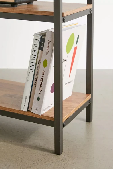 Hitit Dekorasyon Kirby Siyah Metal Ahşap Kitaplık - 4