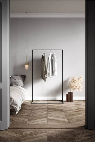 Hitit Dekorasyon Sort Siyah Metal Elbise Askılığı Orta