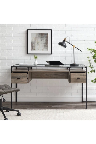 Hitit Dekorasyon Gianna Siyah Metal Çalışma Masası - 5