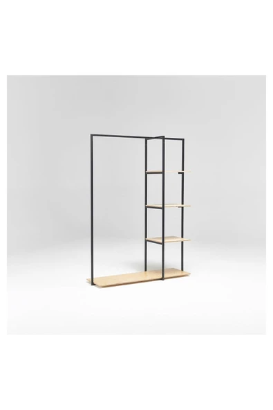 Hitit Dekorasyon Ararat Siyah Metal Ahşap Askılık - 3