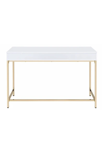 Hitit Dekorasyon Adriana Gold Metal Beyaz Çalışma Masası - 6