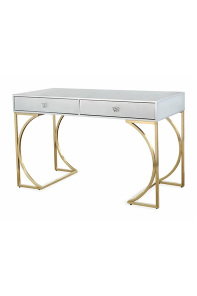 Hitit Dekorasyon Madison Gold Metal Beyaz Çalışma Masası - Resim 3