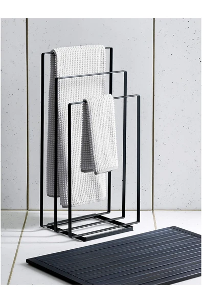 Hitit Dekorasyon Luciana Siyah Metal Ayaklı Havluluk - 6