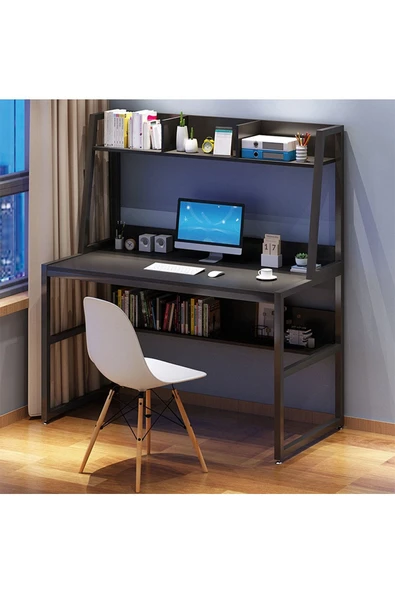 Hitit Dekorasyon Luna Siyah Metal Çalışma Masası - 2