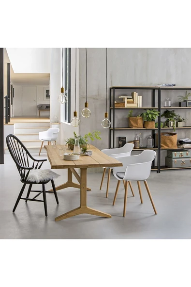 Hitit Dekorasyon Fa Siyah Metal Ahşap Kitaplık - 3