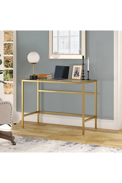 Hitit Dekorasyon Ella Gold Metal Cam Çalışma Masası