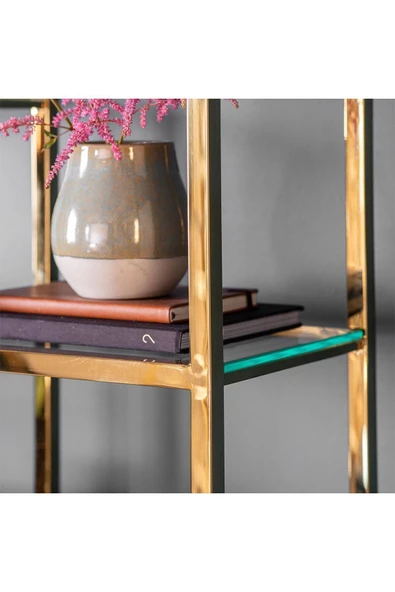 Hitit Dekorasyon Candie Gold Metal Kitaplık - 3