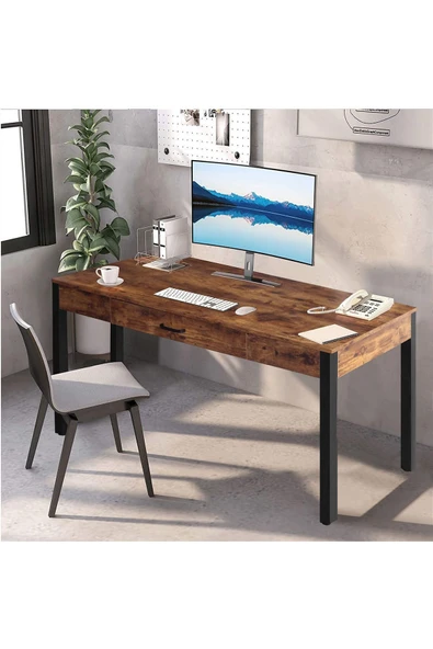 Hitit Dekorasyon Celine Siyah Metal Kahve Çalışma Masası - 3