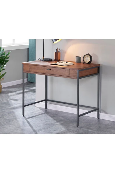 Hitit Dekorasyon Lupus Siyah Metal Ahşap Çalışma Masası ürün görseli
