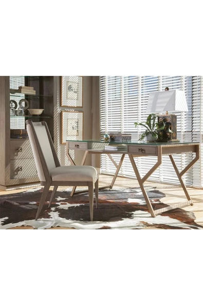 Hitit Dekorasyon Tamara Metal&cam&ahşap Çalışma Masası (küçük Boy) - 2