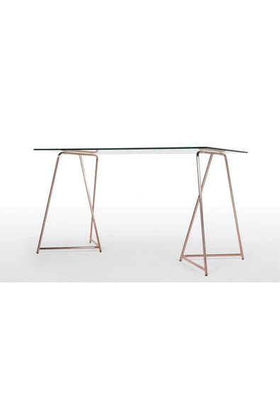 Hitit Dekorasyon Drec Rose Gold Metal Cam Çalışma Masası - 2