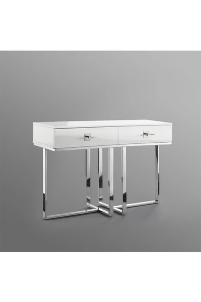 Hitit Dekorasyon Rihanna Paslanmaz Metal Beyaz Dresuar - Resim 4